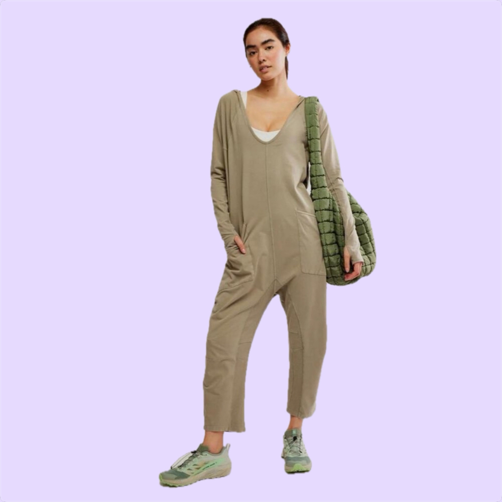 Free People Movement Hot Shot Long Sleeve Onesie Sage Stone Size XL $90 Sold Out
